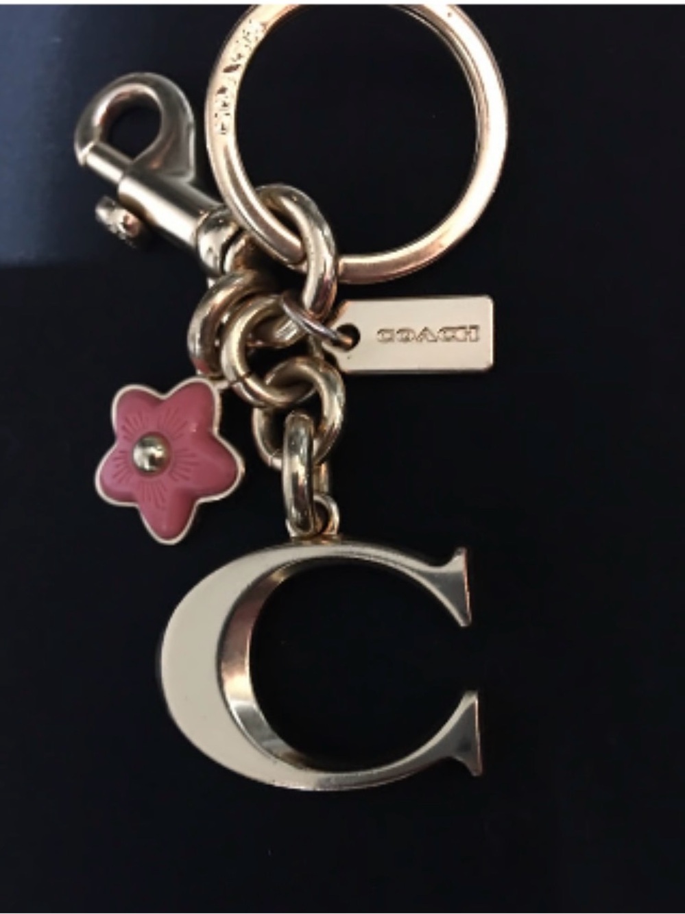 Coach Tea Rose Gold-Tone Keyring Bag Charm - Picture 9 of 16